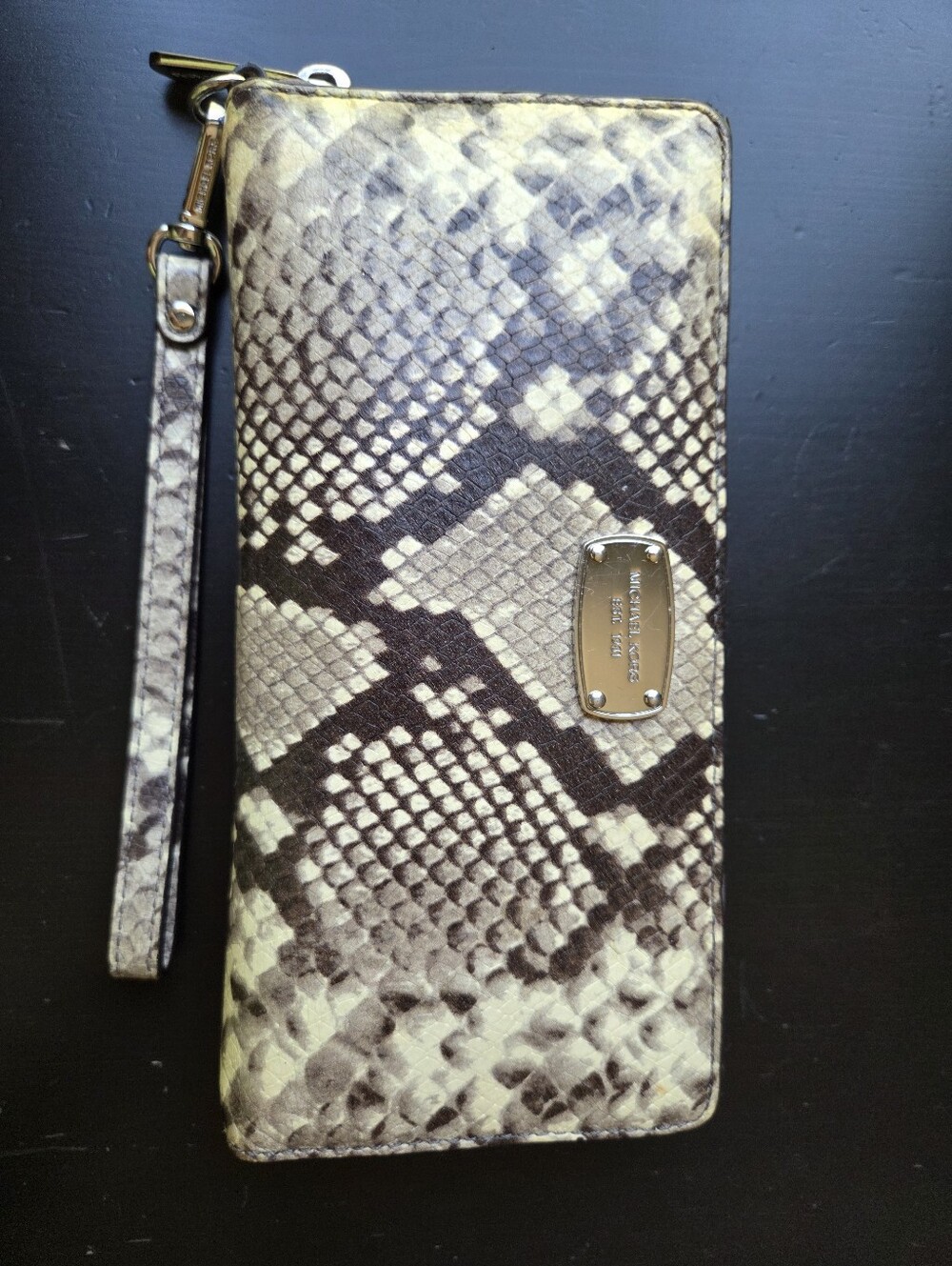 Michael Kors Snake Print Large Leather Wristlet Wallet